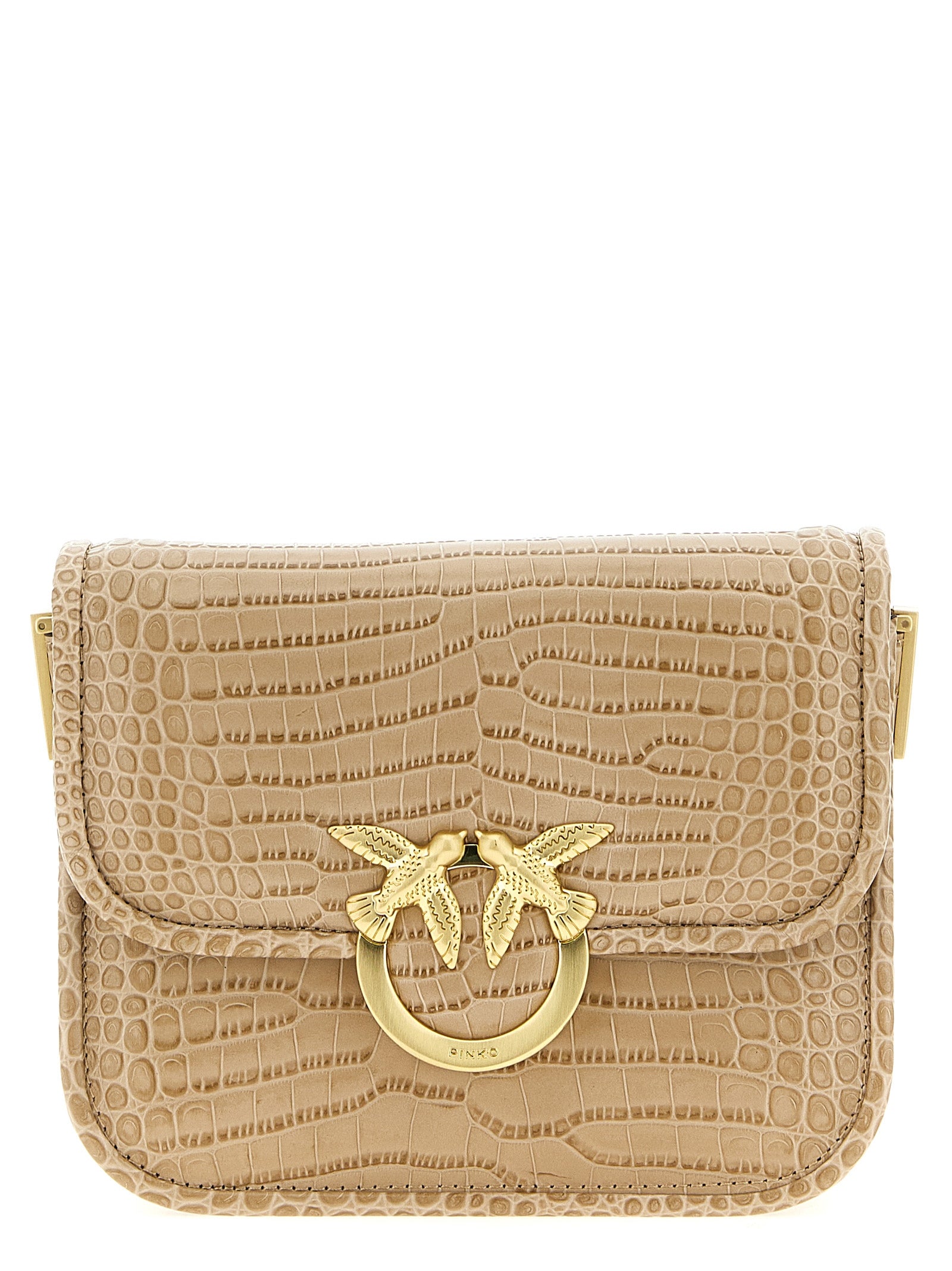 PINKO Beige Goat Leather Shoulder Bag