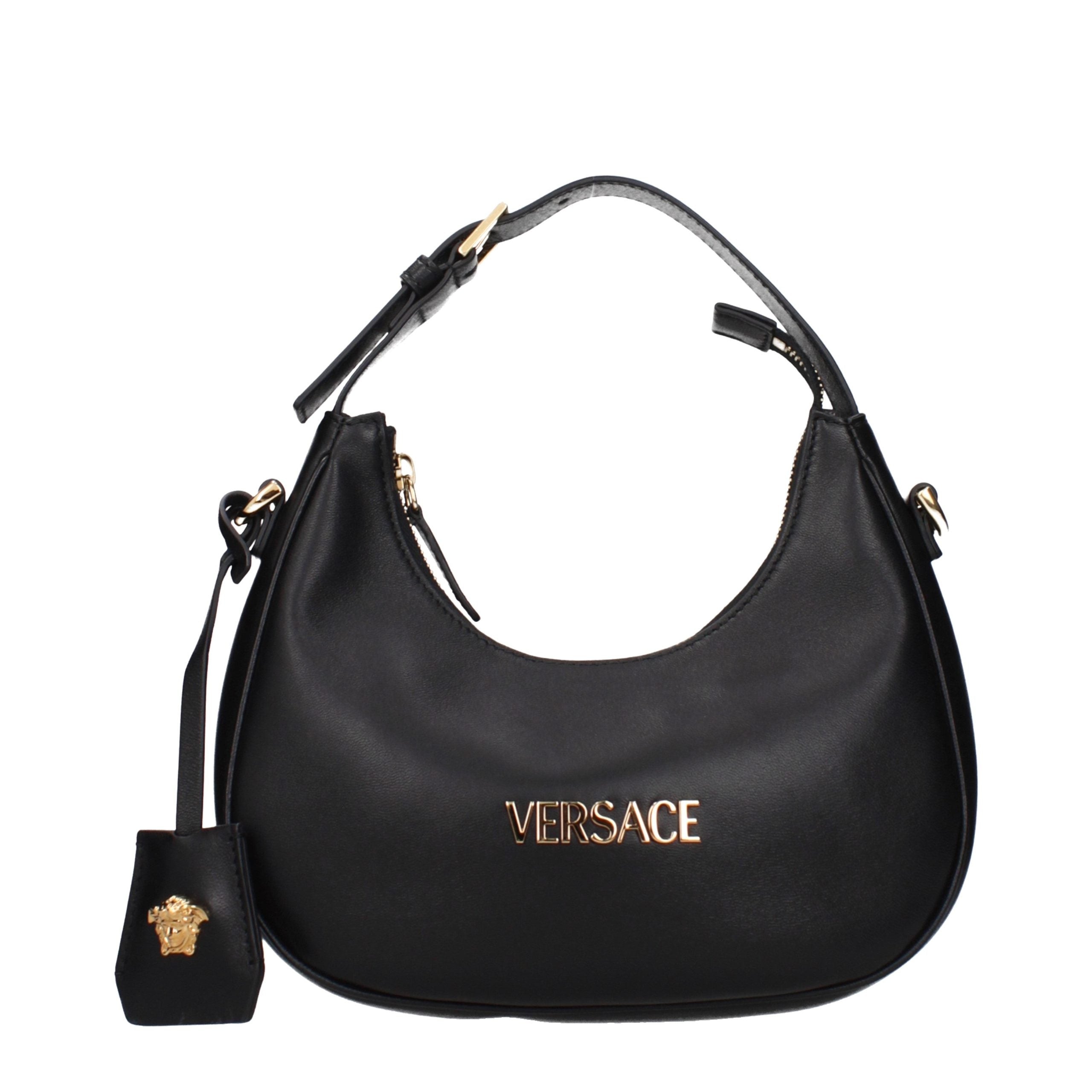Versace Black Leather Handbags
