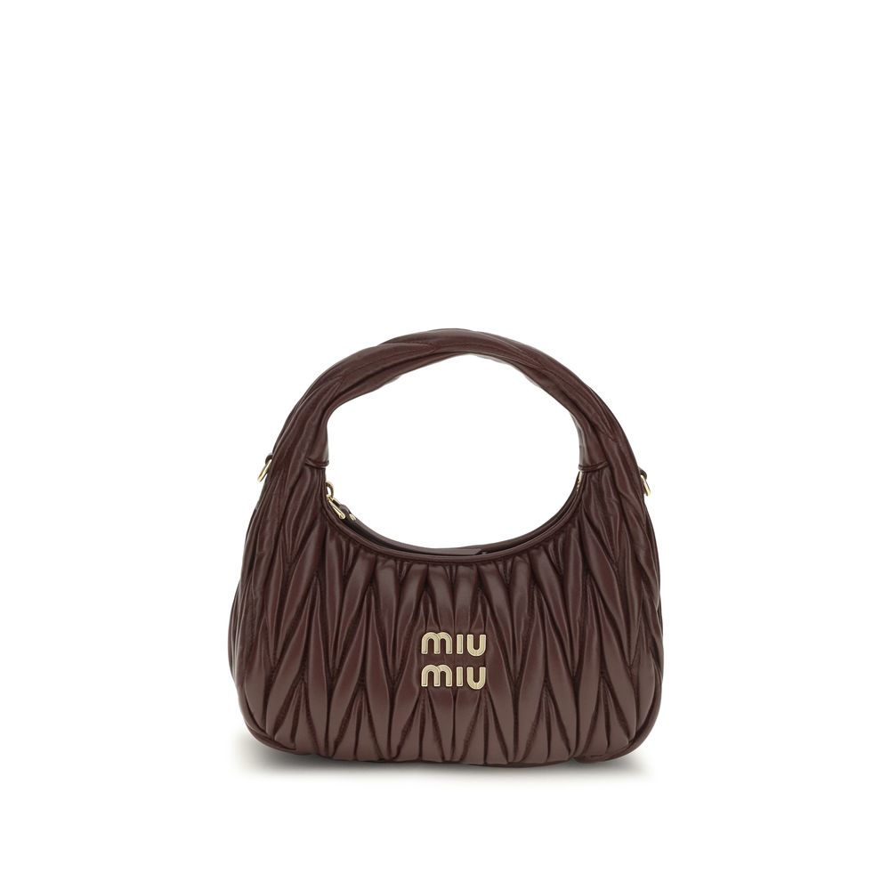 Miu Miu Bordeaux Calf Leather Shoulder Bags