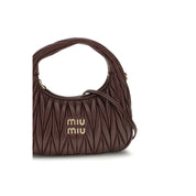 Miu Miu Bordeaux Calf Leather Shoulder Bags
