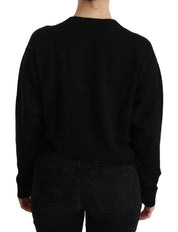 Black Button Embellished Cardigan Sweater