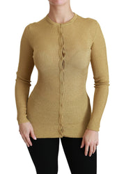 Guldfärgad långärmad kofta i viskos