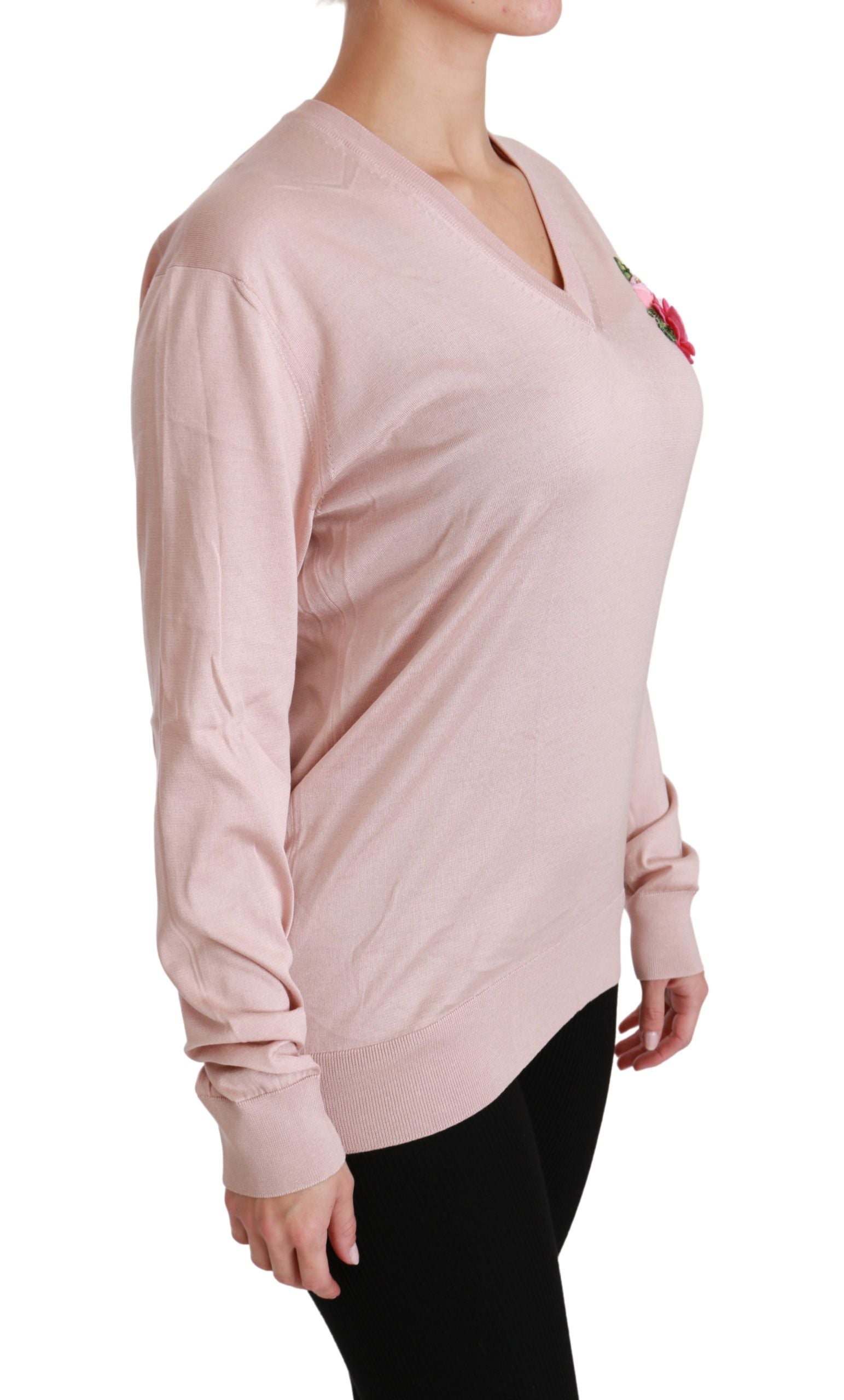 Rosa blommig pullover i siden