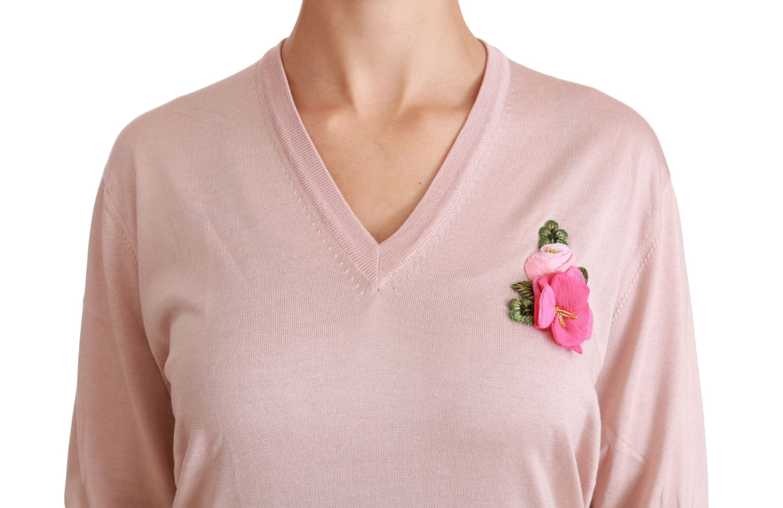 Rosa blommig pullover i siden