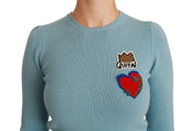 Blue Wool Queen Heart Pullover Sweater