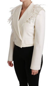White Double Breasted Coat Wool Jacket
