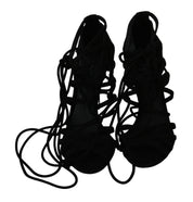 Black Suede Strap Stilettos Shoes Sandals