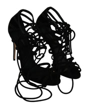 Black Suede Strap Stilettos Shoes Sandals