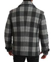 Gray Check Wool Cashmere Coat Jacket