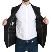 Black Single Breasted Formal Wool Blazer