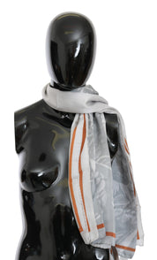 Gråröd sidensjal med omlottkrage