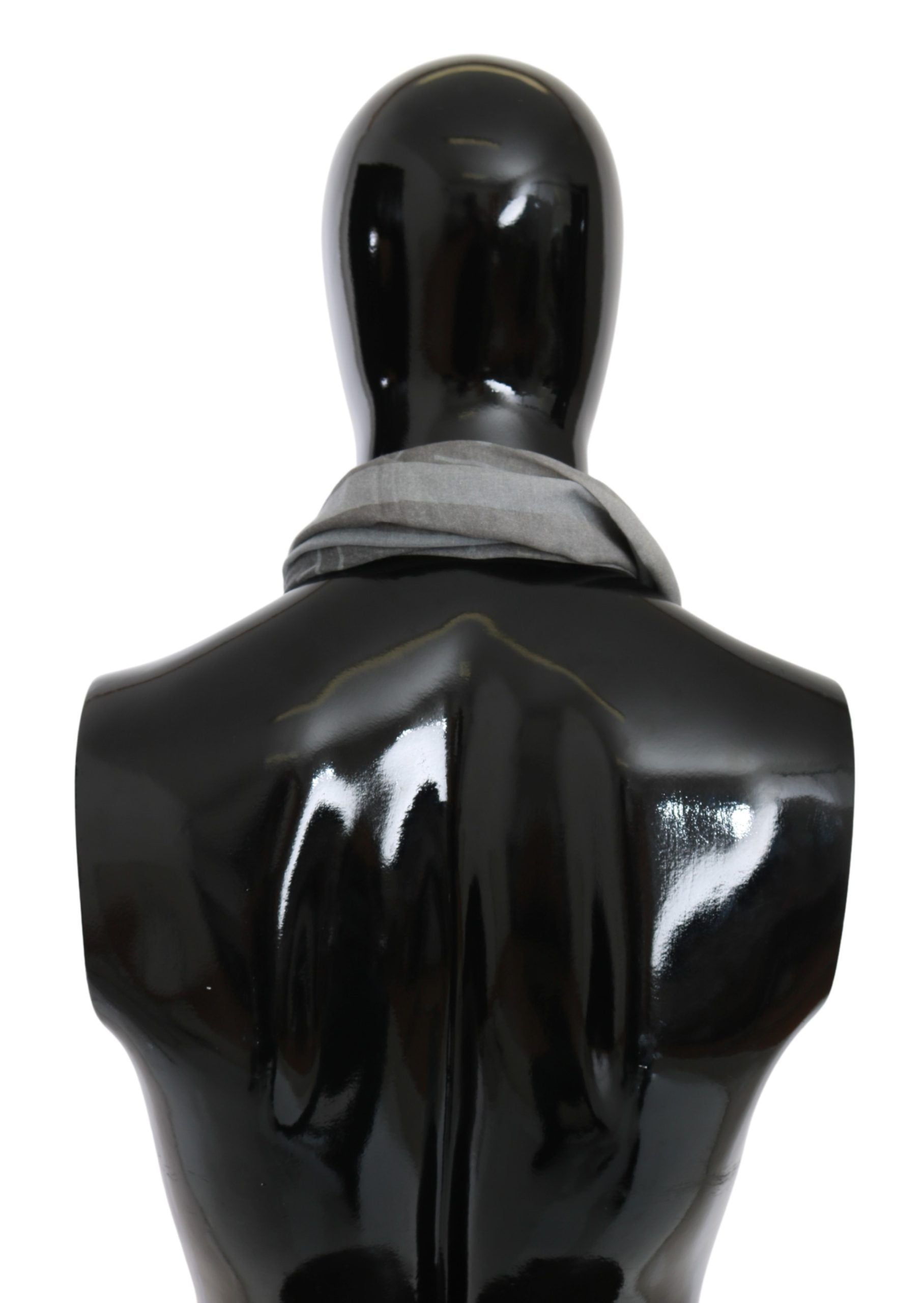 Grå ullviskosfoulard mönstrad märkeshalsduk