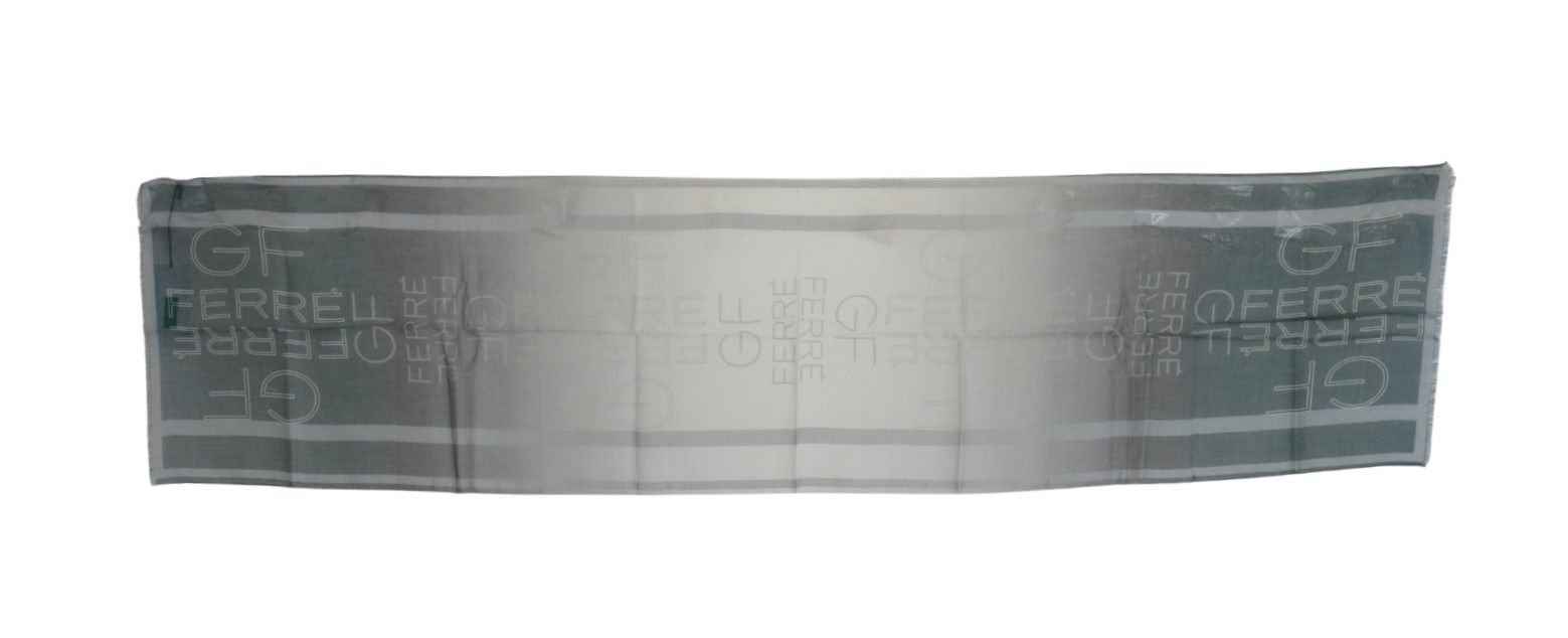 Grå ullviskosfoulard mönstrad märkeshalsduk