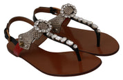Leather Ayers Crystal Sandals Flip Flops Shoes