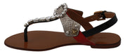Leather Ayers Crystal Sandals Flip Flops Shoes