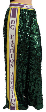 Green Sequin Trousers Queens Angel Pants