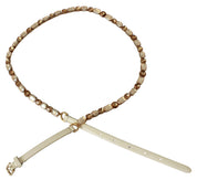 White Leather Crystals Waist Belt