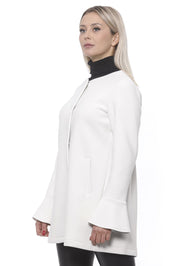 Elegant White Neoprene Woman Coat