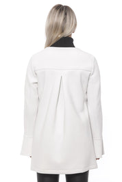 Elegant White Neoprene Woman Coat