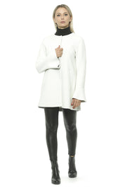 Elegant White Neoprene Woman Coat