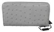 White Ostrich Leather Continental Mens Clutch Wallet
