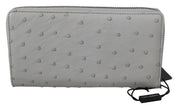 Dolce & Gabbana White Ostrich Leather Continental Clutch Wallet