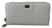 Dolce & Gabbana White Ostrich Leather Continental Clutch Wallet