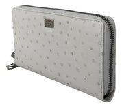 Dolce & Gabbana White Ostrich Leather Continental Clutch Wallet