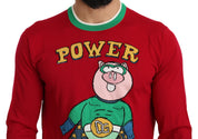 Red Wool Silk Pig of the Year Sweater