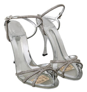 Silver Crystal Ankle Strap Sandals Shoes