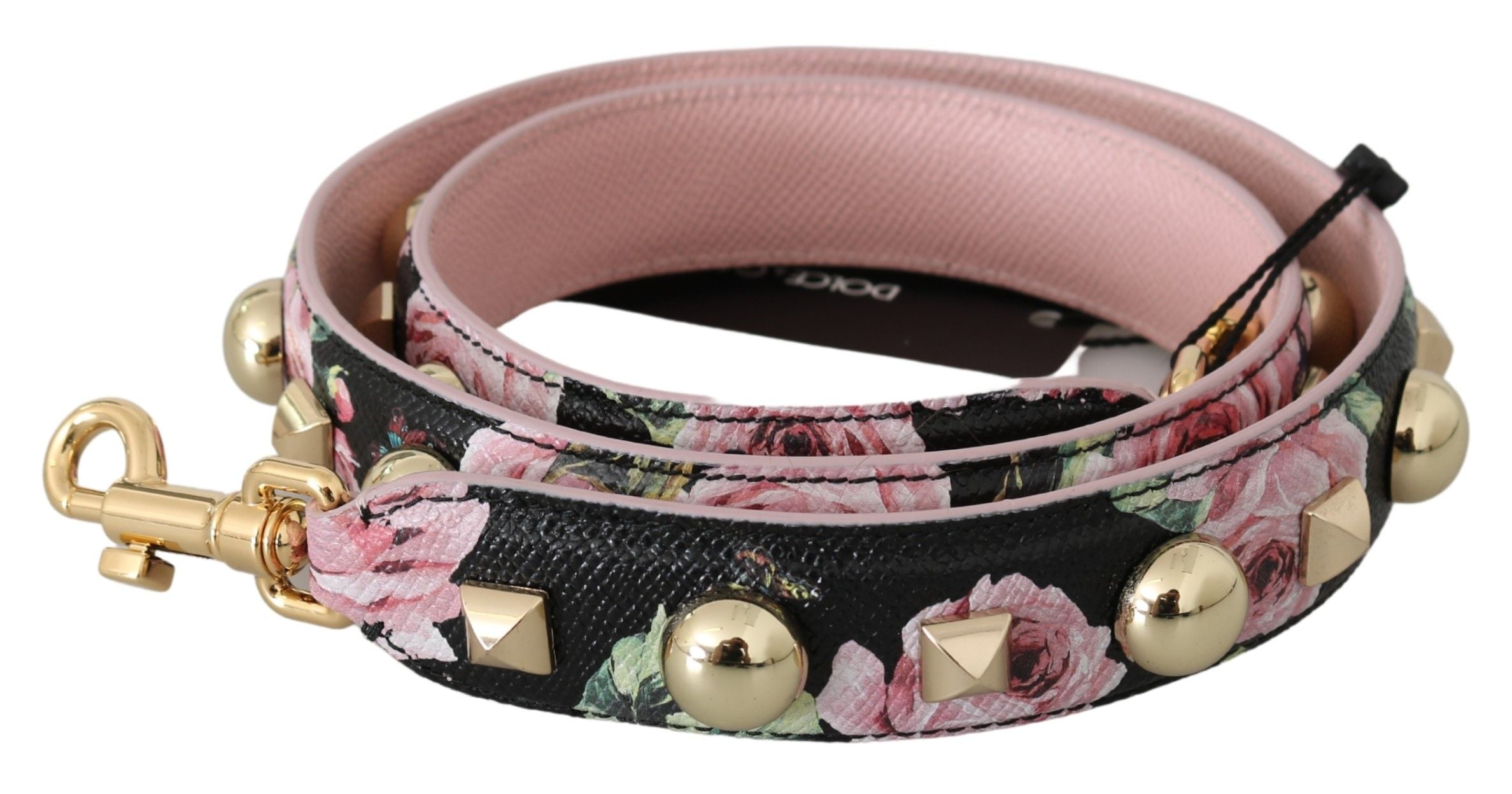 Dolce & Gabbana Pink Floral Leather Shoulder Strap