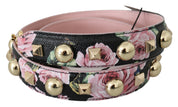 Dolce & Gabbana Pink Floral Leather Shoulder Strap
