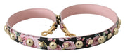 Dolce & Gabbana Pink Floral Leather Shoulder Strap