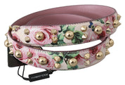 Dolce & Gabbana Pink Floral Leather Shoulder Strap