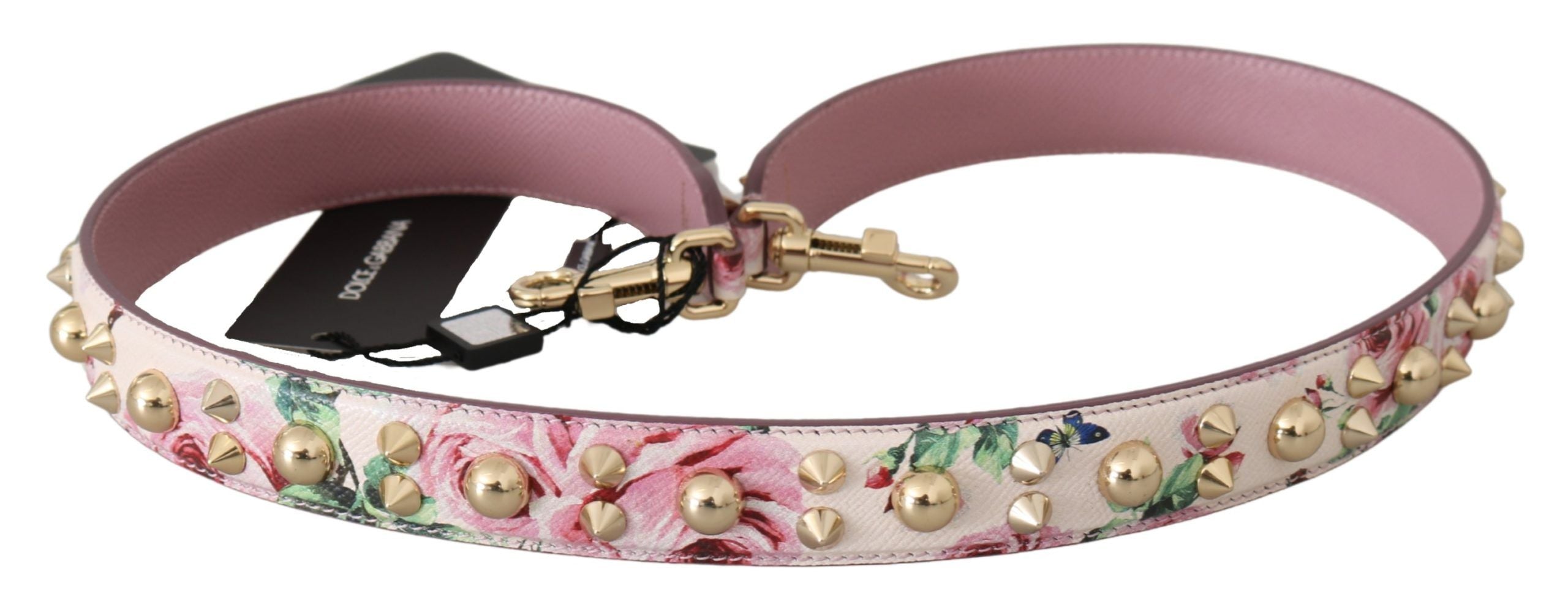 Dolce & Gabbana Pink Floral Leather Shoulder Strap