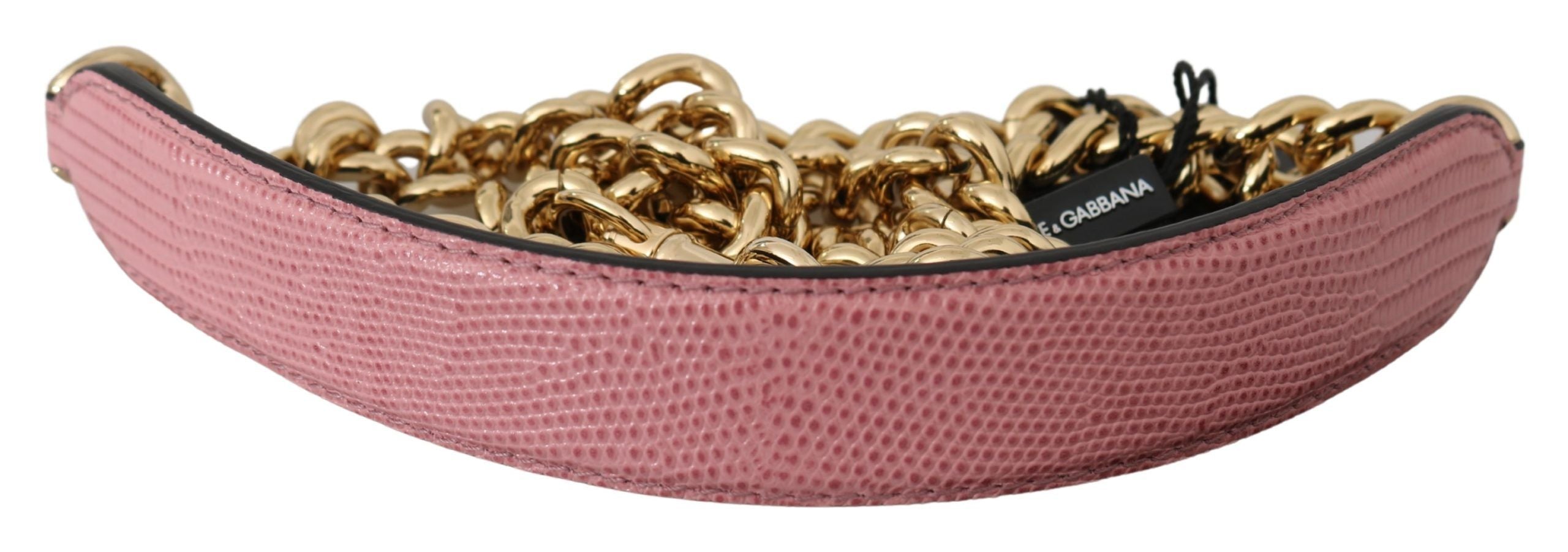 Dolce & Gabbana Pink Gold Leather Shoulder Strap