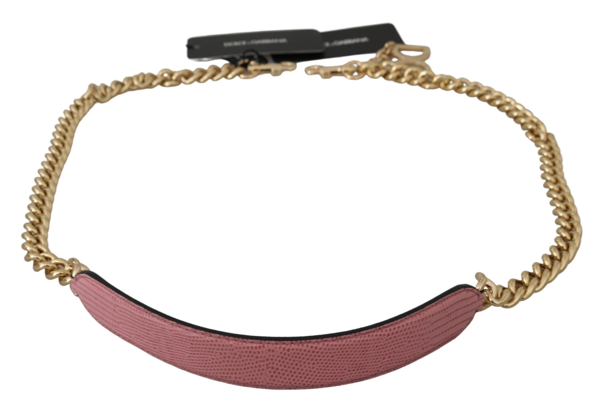 Dolce & Gabbana Pink Gold Leather Shoulder Strap