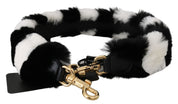 Dolce & Gabbana Black White Lapin Fur Shoulder Strap