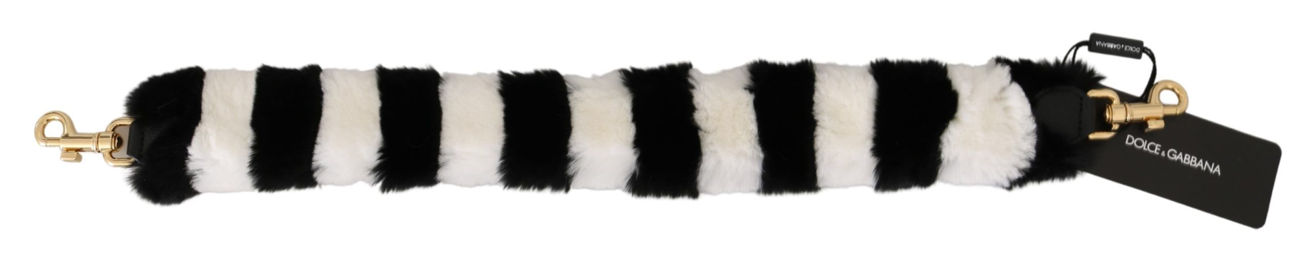 Dolce & Gabbana Black White Lapin Fur Shoulder Strap