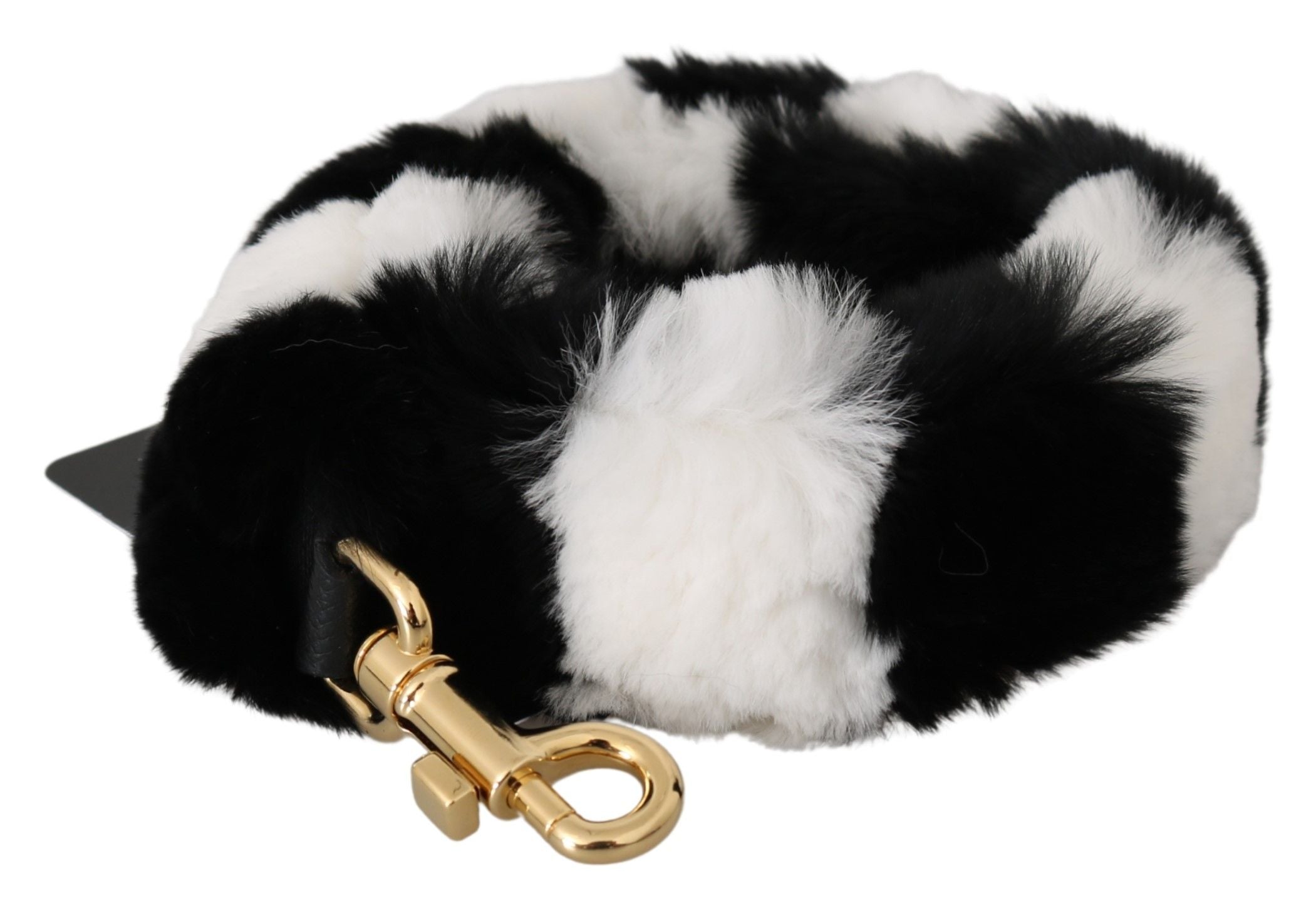 Dolce & Gabbana Black White Lapin Fur Shoulder Strap