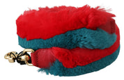 Dolce & Gabbana Red Blue Rabbit Fur Shoulder Strap