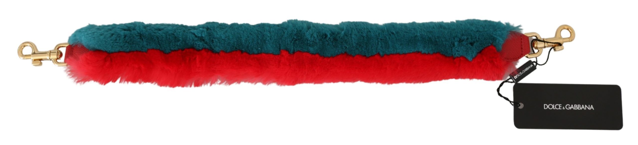 Dolce & Gabbana Red Blue Rabbit Fur Shoulder Strap