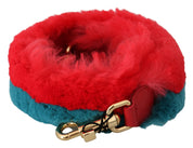 Dolce & Gabbana Red Blue Rabbit Fur Shoulder Strap