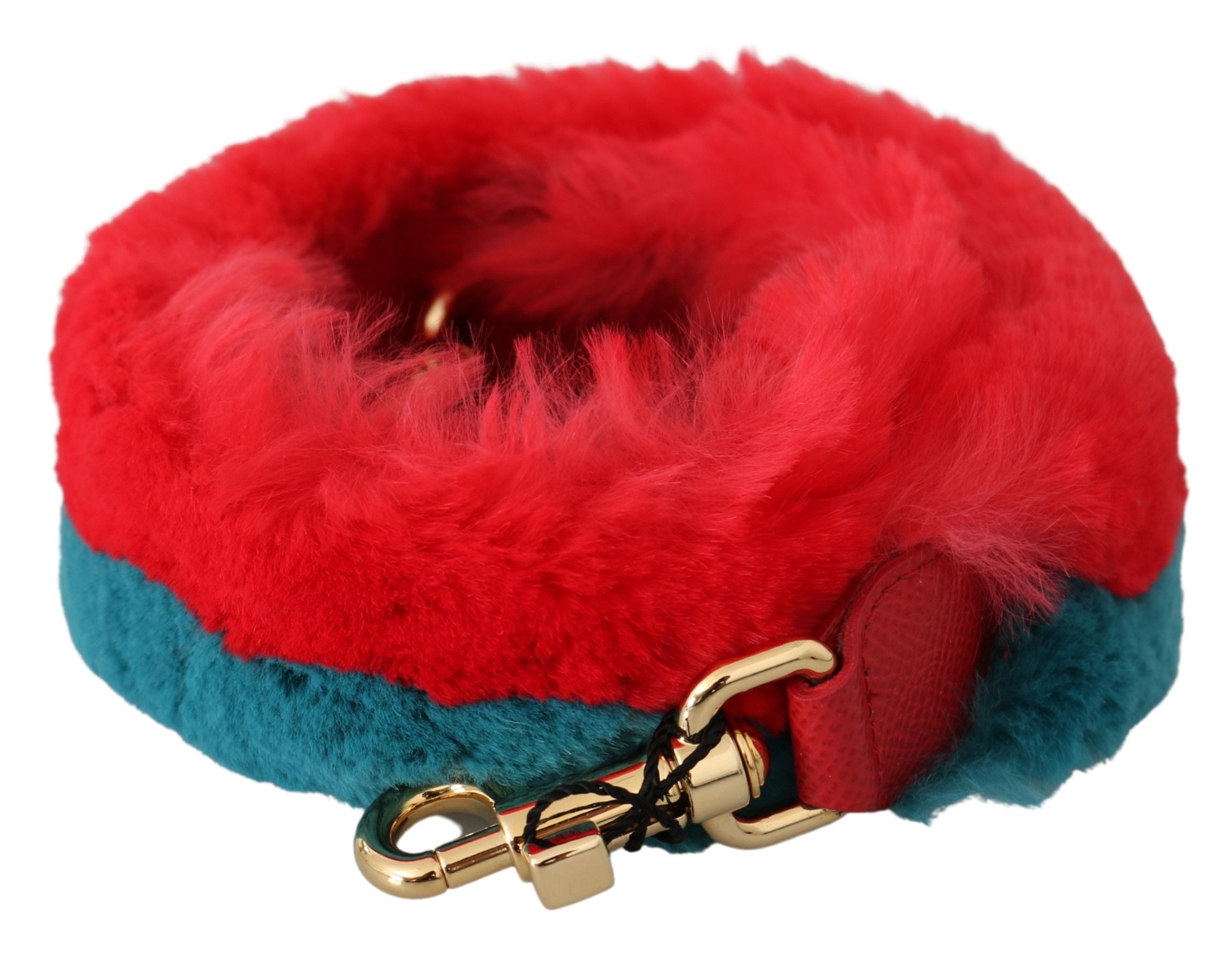 Dolce & Gabbana Red Blue Rabbit Fur Shoulder Strap