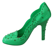 Green Crystal Floral CINDERELLA Heels Shoes