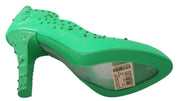 Green Crystal Floral CINDERELLA Heels Shoes