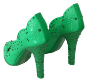 Green Crystal Floral CINDERELLA Heels Shoes