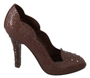 Brown Floral Crystal Heels CINDERELLA Shoes