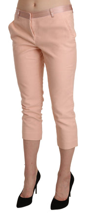 Rosa lågmidjade smala beskurna capribyxor
