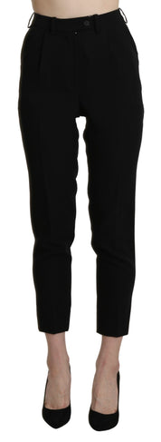 Black High Waist Skinny Cropped Dress Trouser Pant
